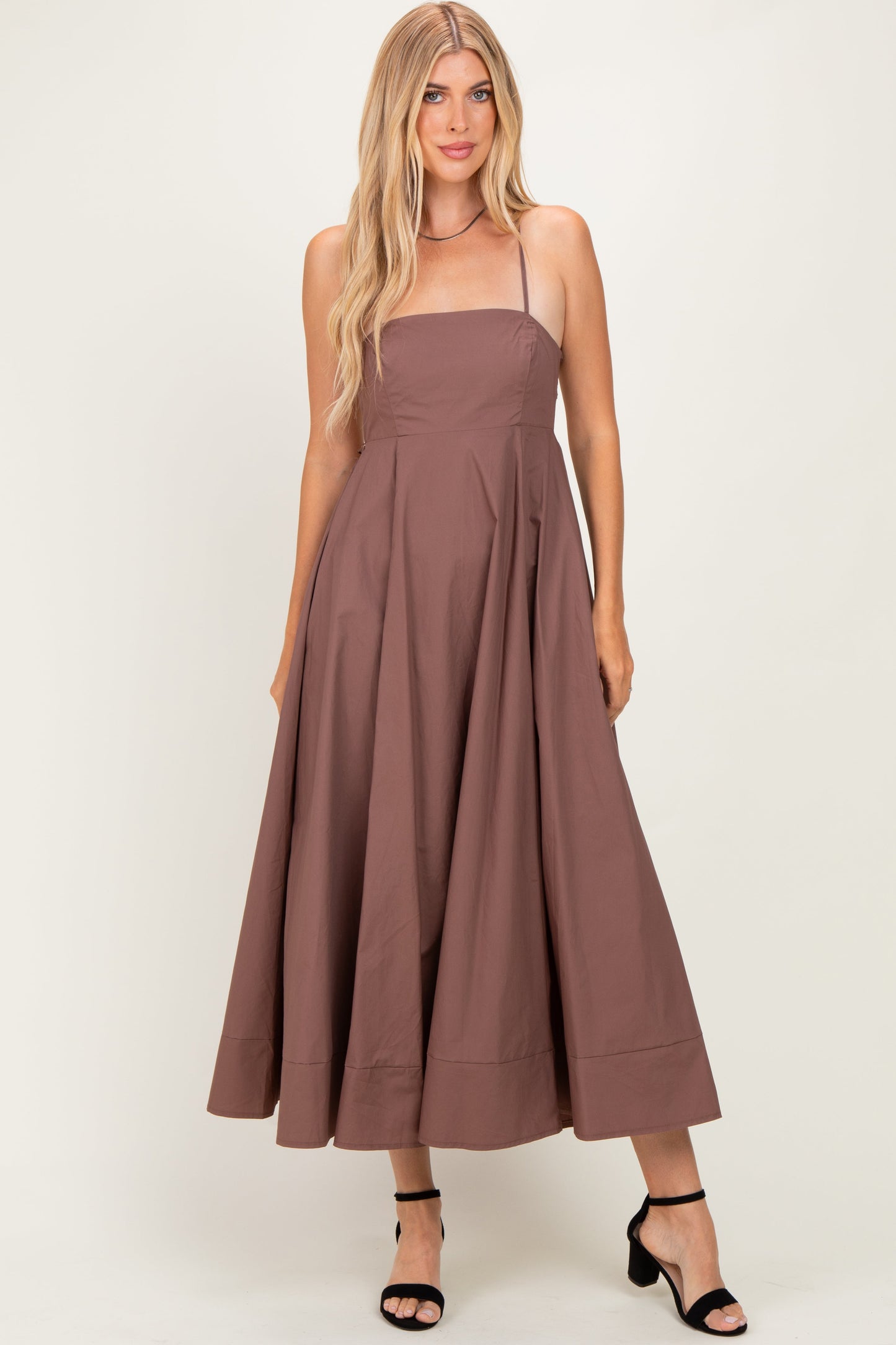 Brown Midi Maternity Dress