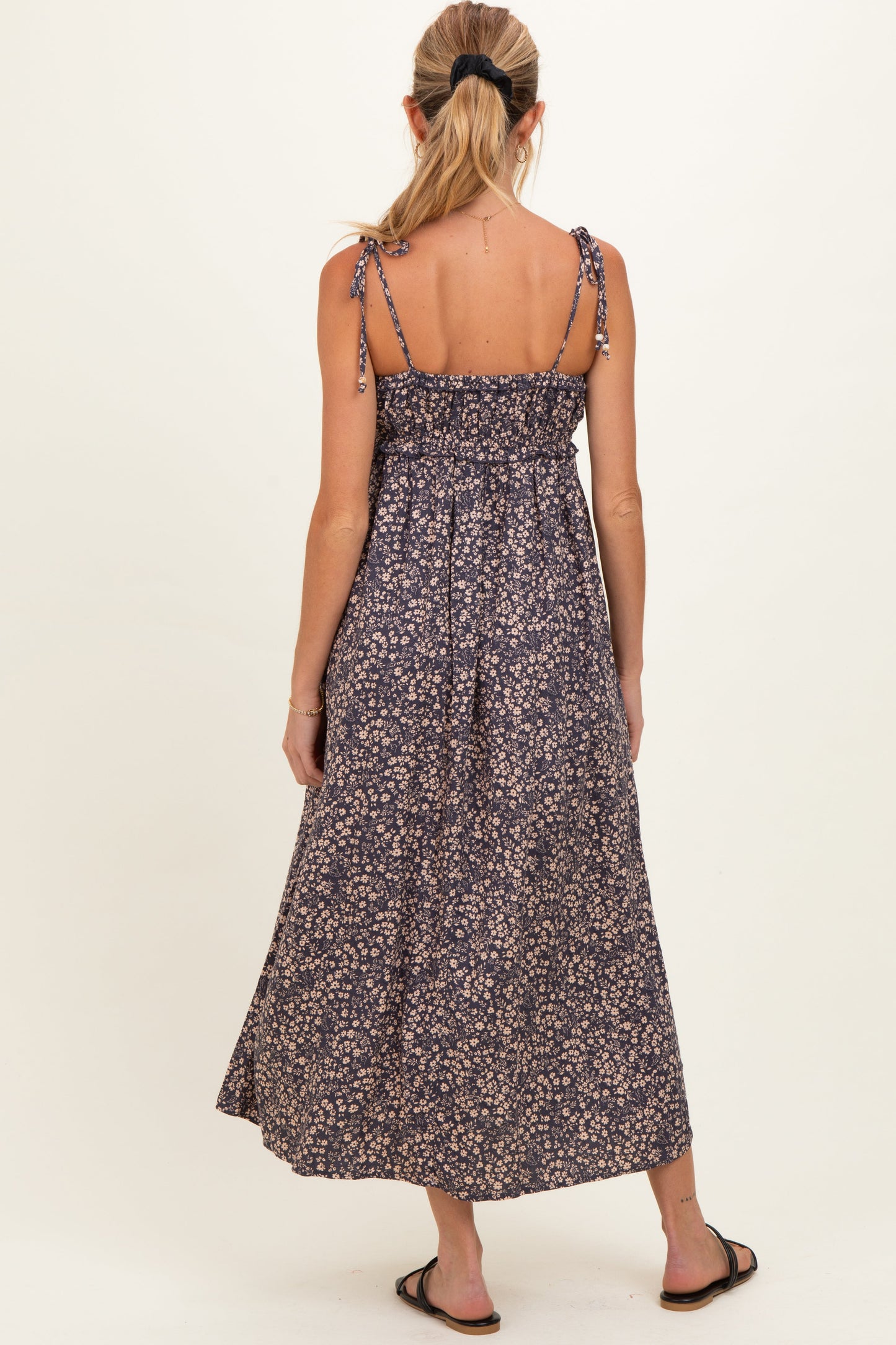 Purple Print Detailed Maternity Maxi Dress