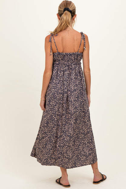 Purple Print Detailed Maternity Maxi Dress