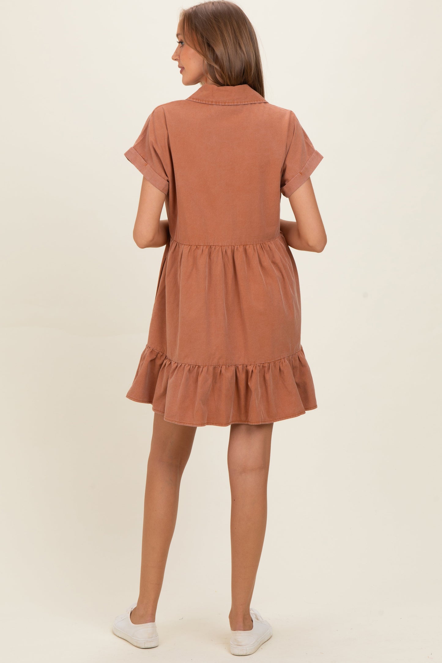 Clay Button Down Maternity Mini Dress