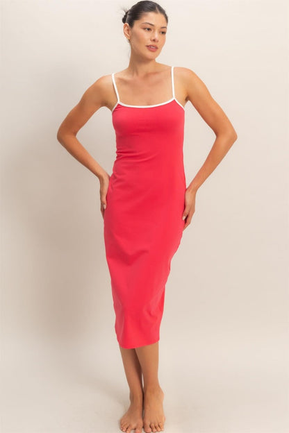 Tomato Cutout Fitted Maternity Midi Dress