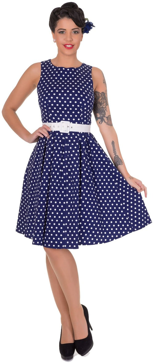 Lola Stylish 50's  Retro Swing Dress in Navy Blue