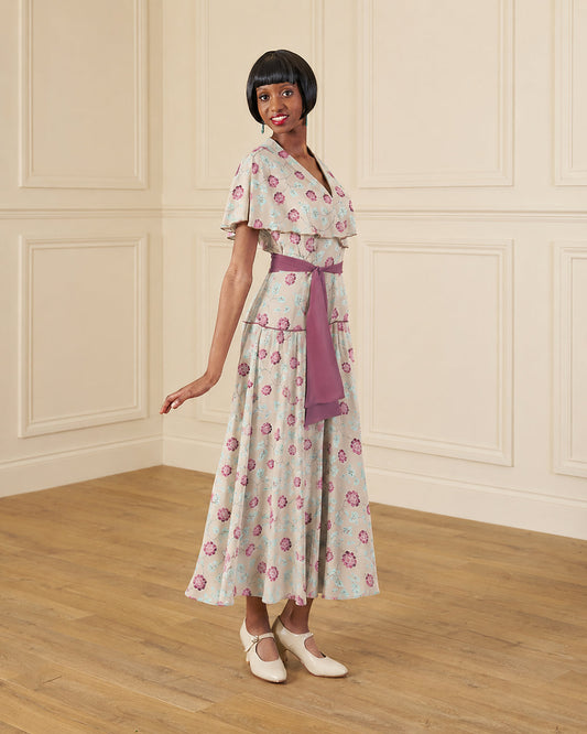 1930s 'Bessie' Wrap Beach Pyjama  - Hydrangea