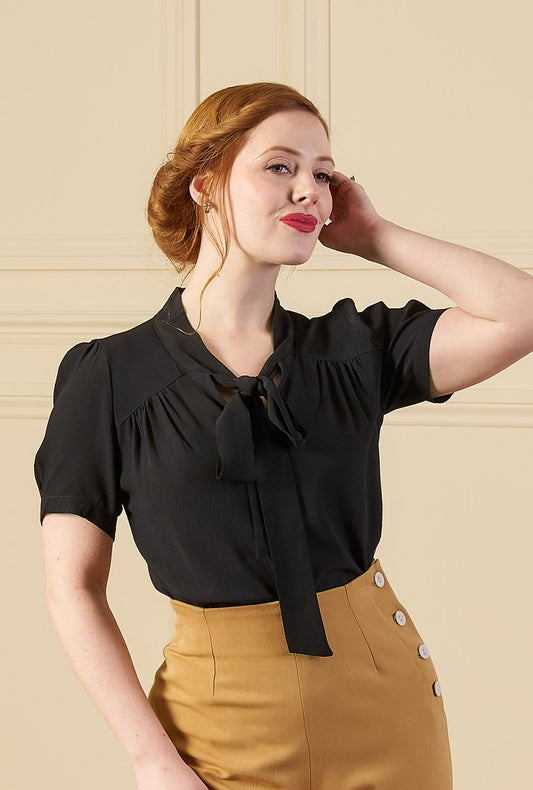 1930s Beau Blouse - Black