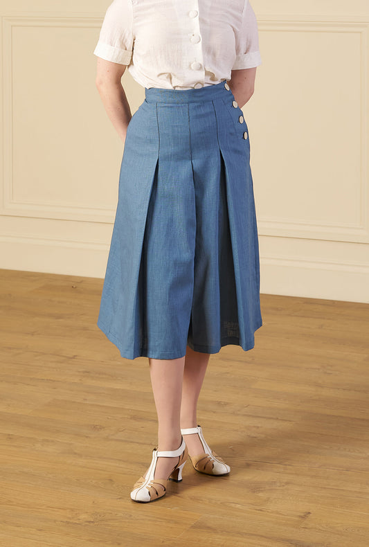 1930s Culottes - Natural Fibre Aqua