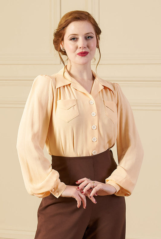 1940s Sweetheart Blouse - Apricot