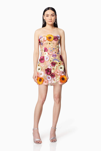 Arabella Strapless Mini Dress In Pink