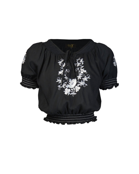 1930s Peasant Blouse - silver emb