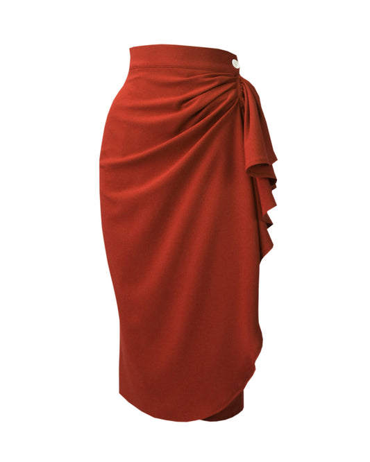 1940s Waterfall Skirt - Rust