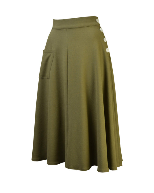 1940s Whirlaway Skirt - Khaki