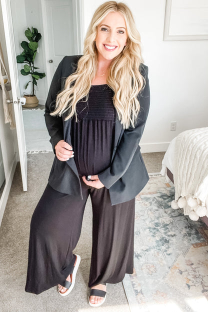 Black Sleeveless Wide Leg Maternity Jumpsuit