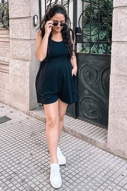 Black Knot Strap Maternity Romper