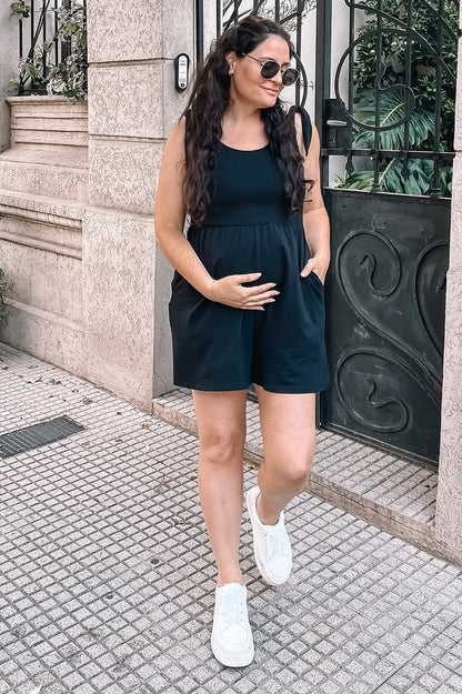 Black Knot Strap Maternity Romper
