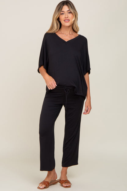 Black Cropped Pant Maternity Set