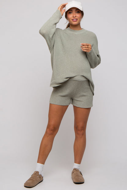 Sage Sweater and Short Maternity Set