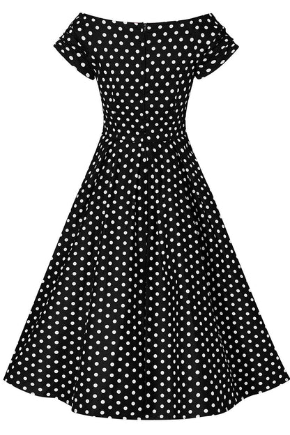 Lily Black Swing Dress With White Polka Dots