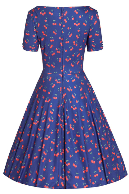 Brenda Blue Cherry Flared Dress