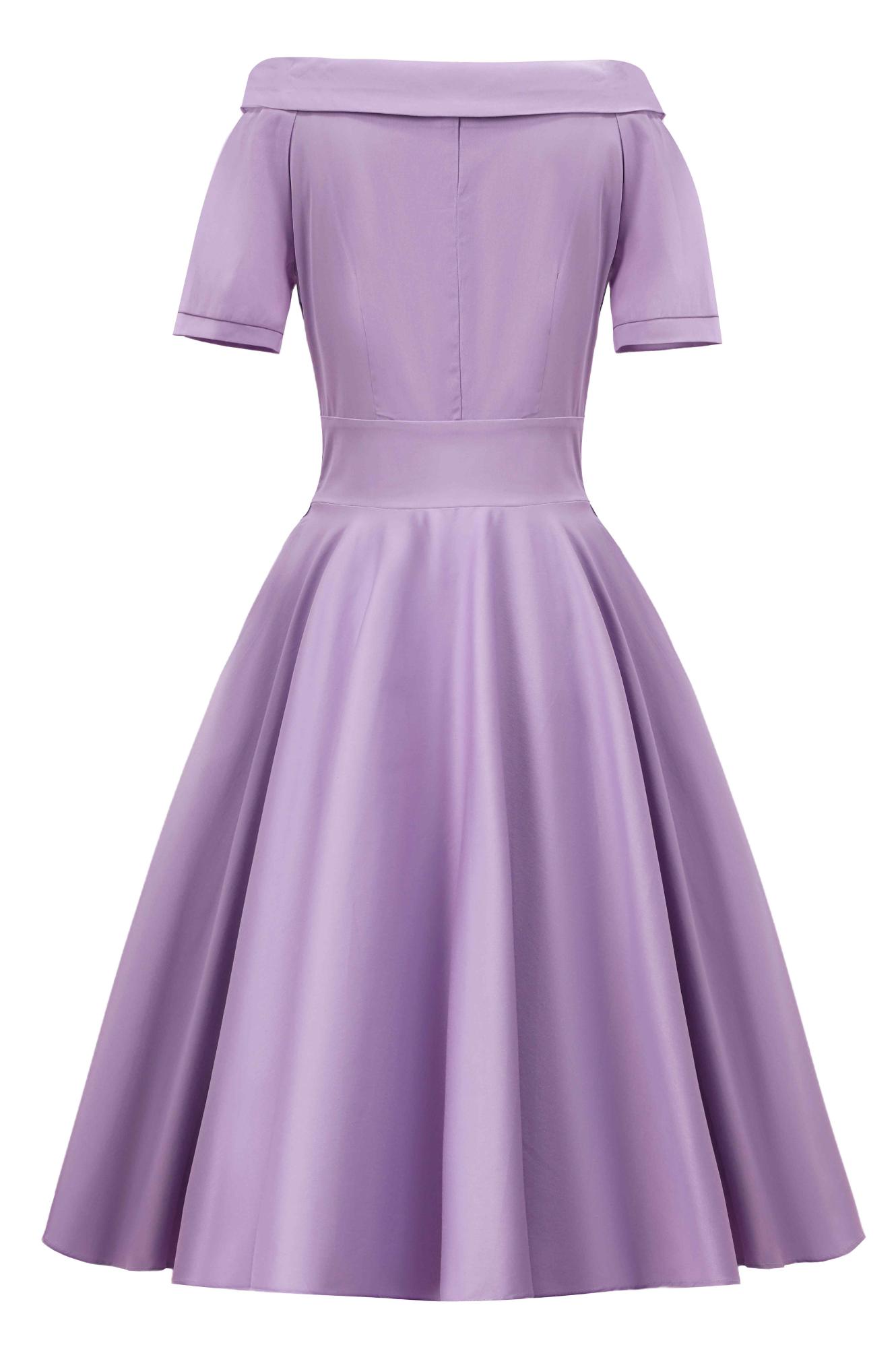 Darlene Lilac Roll Collar Circle Dress