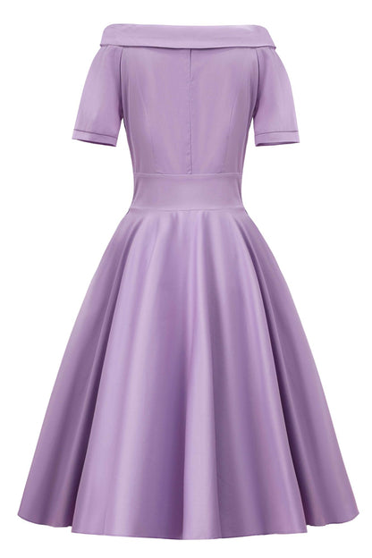 Darlene Lilac Roll Collar Circle Dress