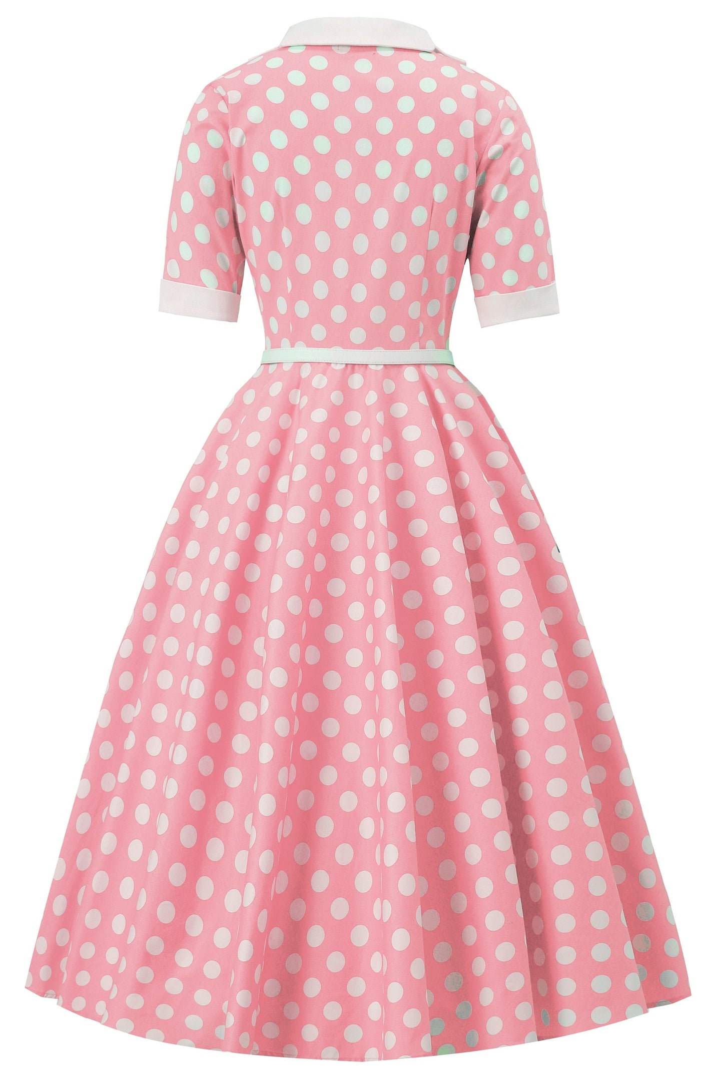 Mollie Light Pink Polka Dot Full Circle Shirt Dress