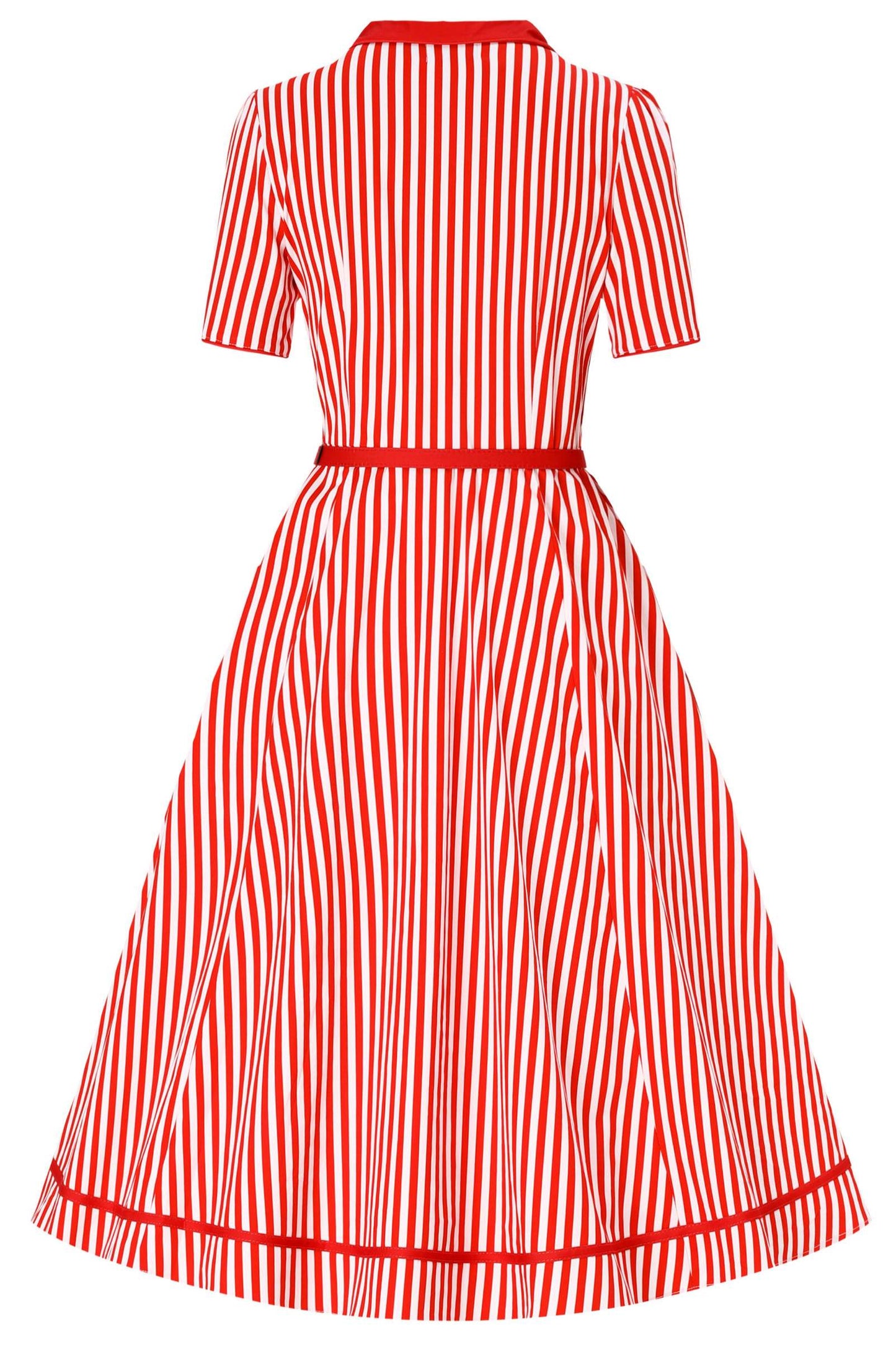Mabel Striped Midi Shirt Dress In Red
