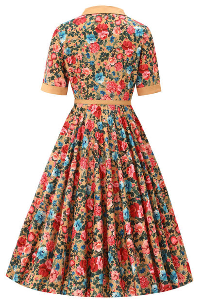Mollie Yellow Floral Full Circle Shirt Dress