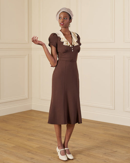 1930s Blondell Dress - Chocolate Brown