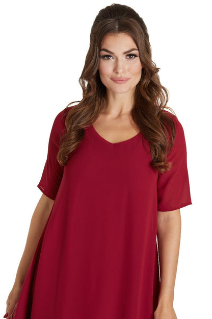 Dora 50's Chiffon dress in Burgundy