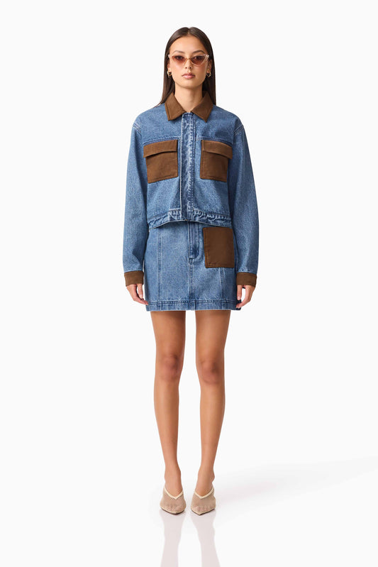CURAAE Rhea Denim Jacket & Skirt Set