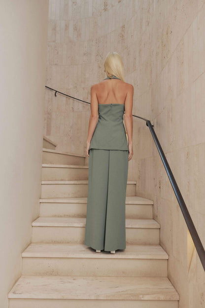 CURAAE Houston Wide Leg Pants in Green