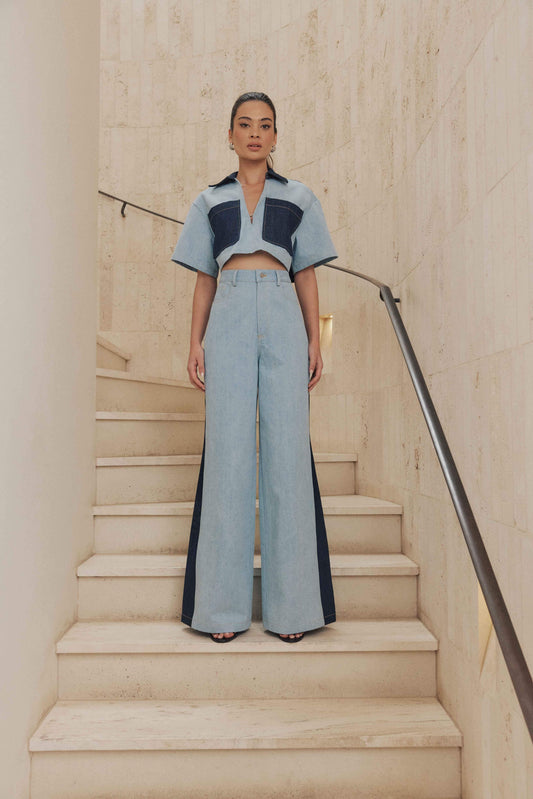 CURAAE Hugo Crop Top in Denim