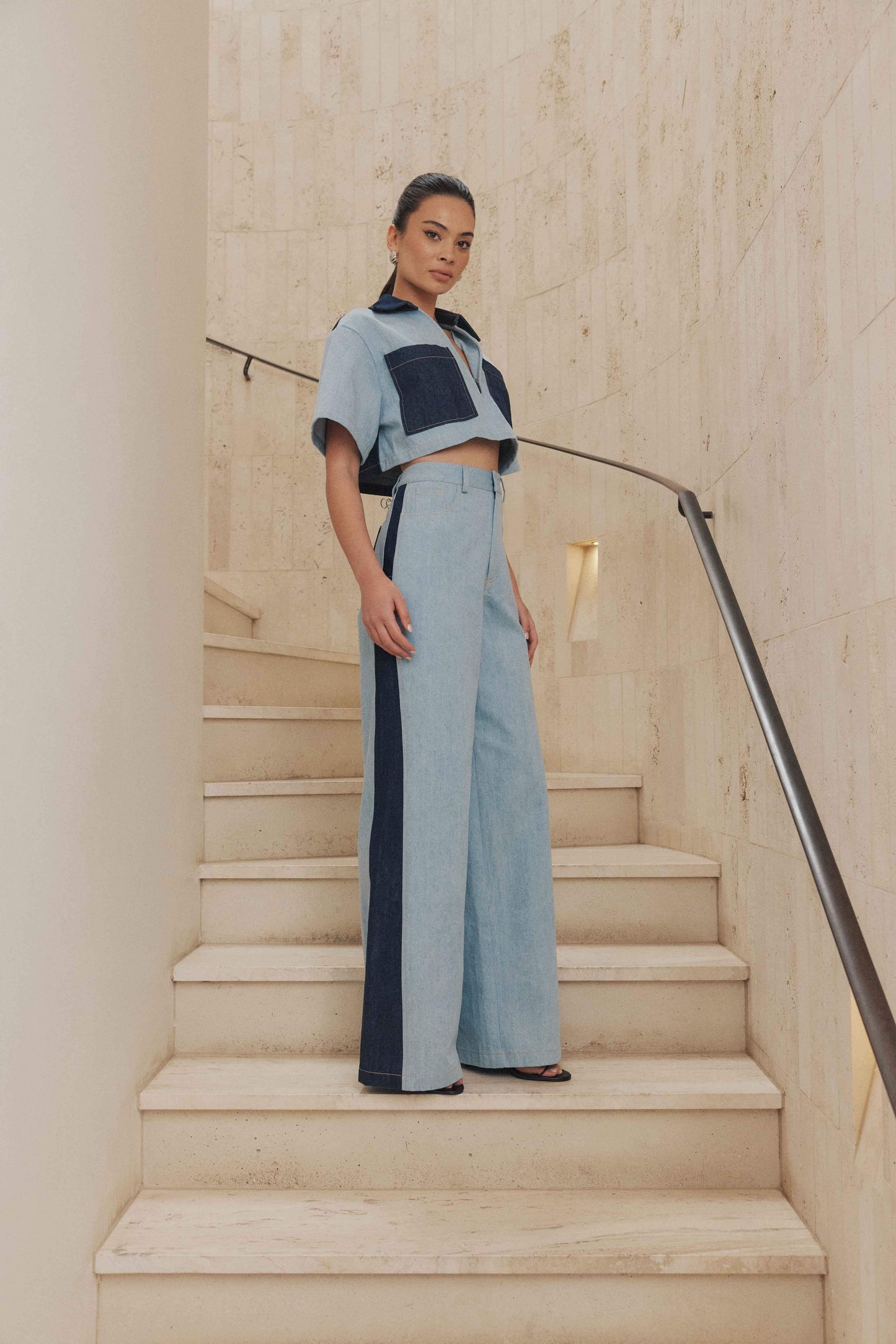 CURAAE Hugo Crop Top in Denim