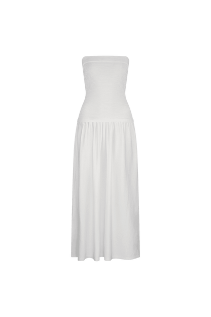 CURAAE Lex Strapless Maxi Dress in White