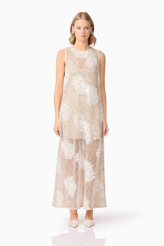 CURAAE Samieka Crochet Midi Dress in Beige