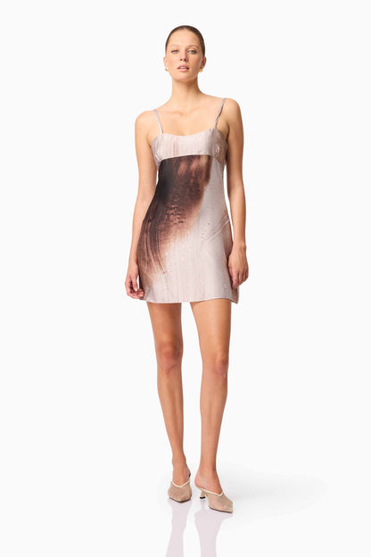CURAAE Oriellie Sleeveless Mini Dress in Brown