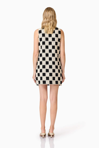 CURAAE Soho Crochet Mini Dress in Black & White