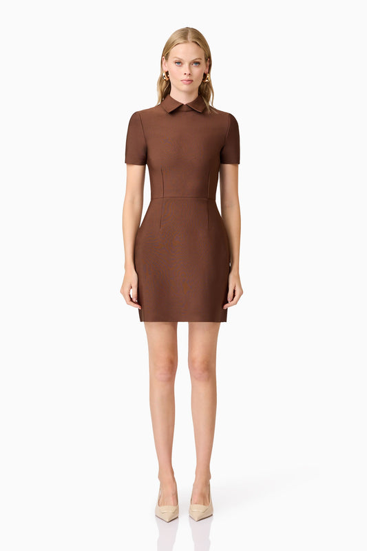 CURAAE Khloe Crepe Knit Mini Dress In Brown