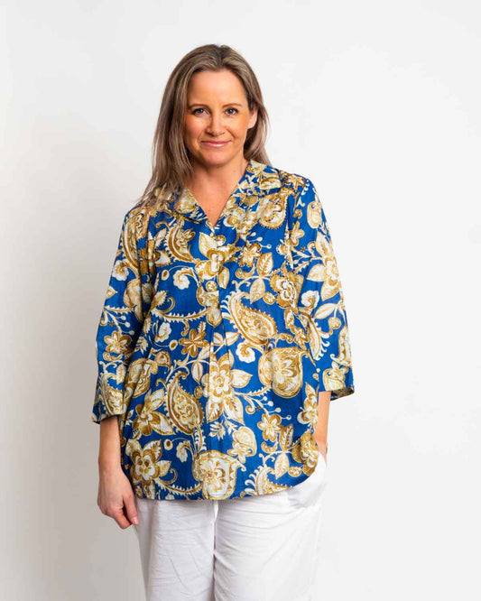 Mossman Top in Antique Blue