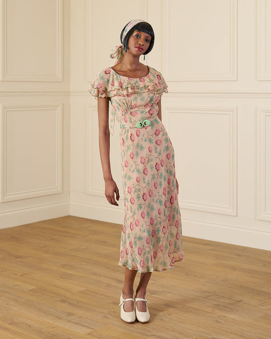 1930s Cissy Dress - Hydrangea Georgette