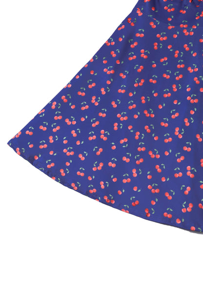 Brenda Blue Cherry Flared Dress