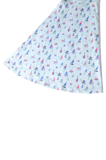 Brenda Blue Sailboats A-line Dress