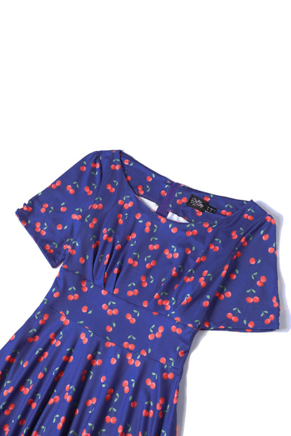 Brenda Blue Cherry Flared Dress