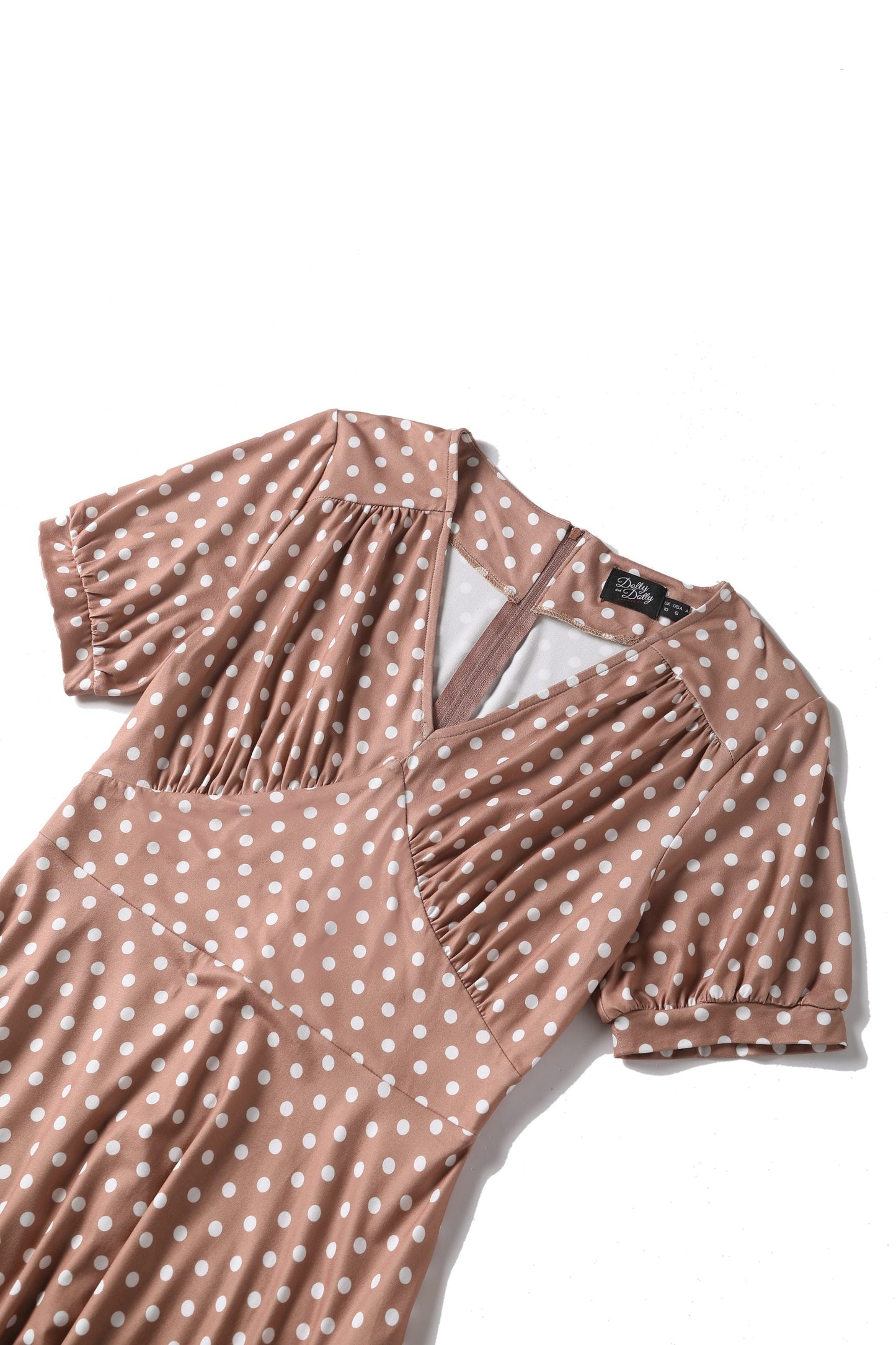 Julia 50s Style Brown & White Polka Dot Dress