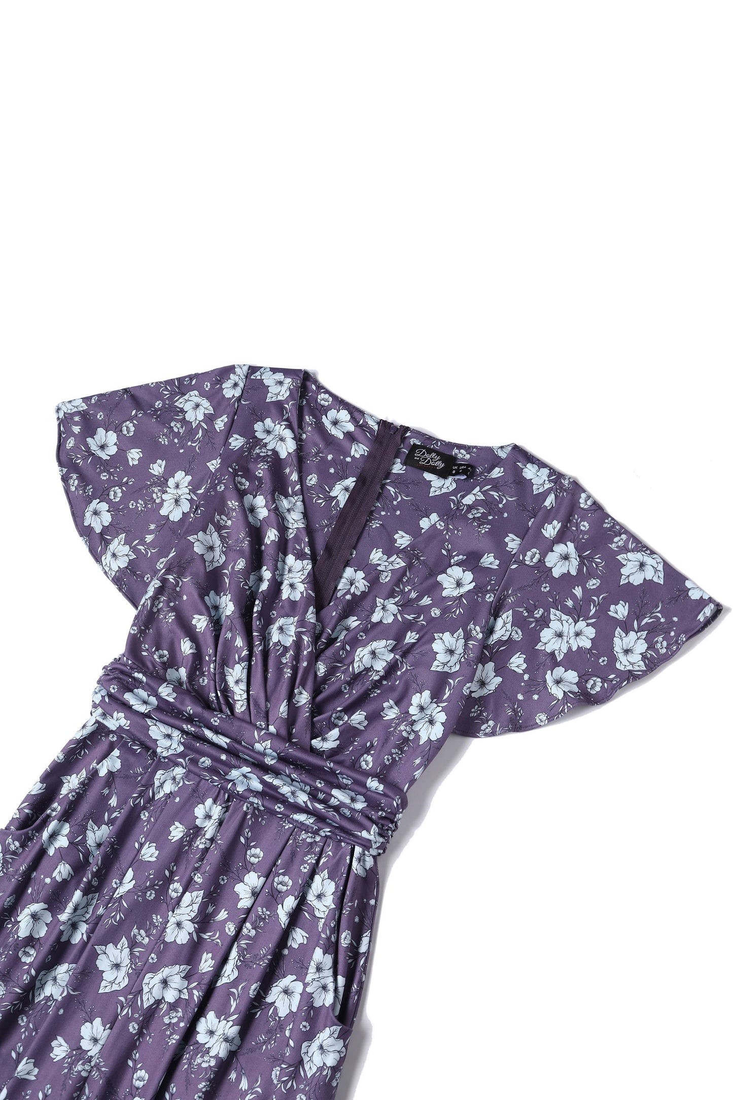 Esther Purple Floral Butterfly Sleeved Jumpsuit