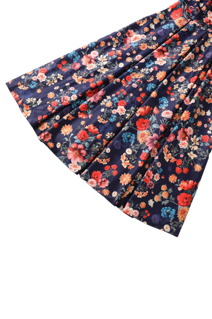 Lily Blue Botanical Floral Off Shoulder Dress