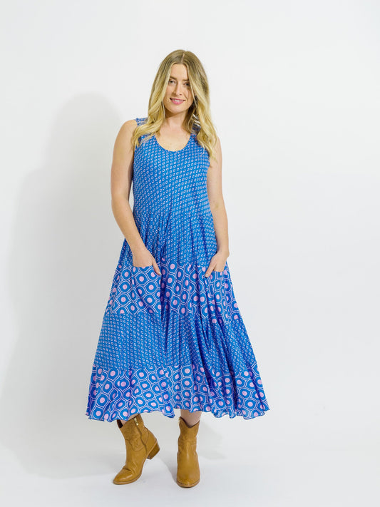 Daydream Dress in Blue and Mauve