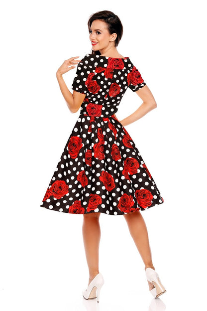 Darlene Polka & Roses Swing Dress