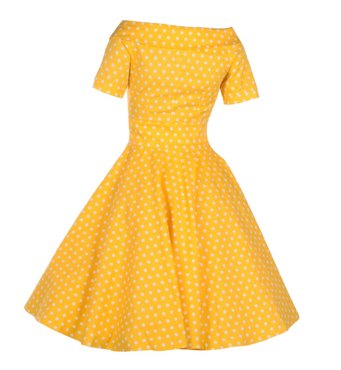 Darlene Retro Yellow Polka Dot Swing Dress