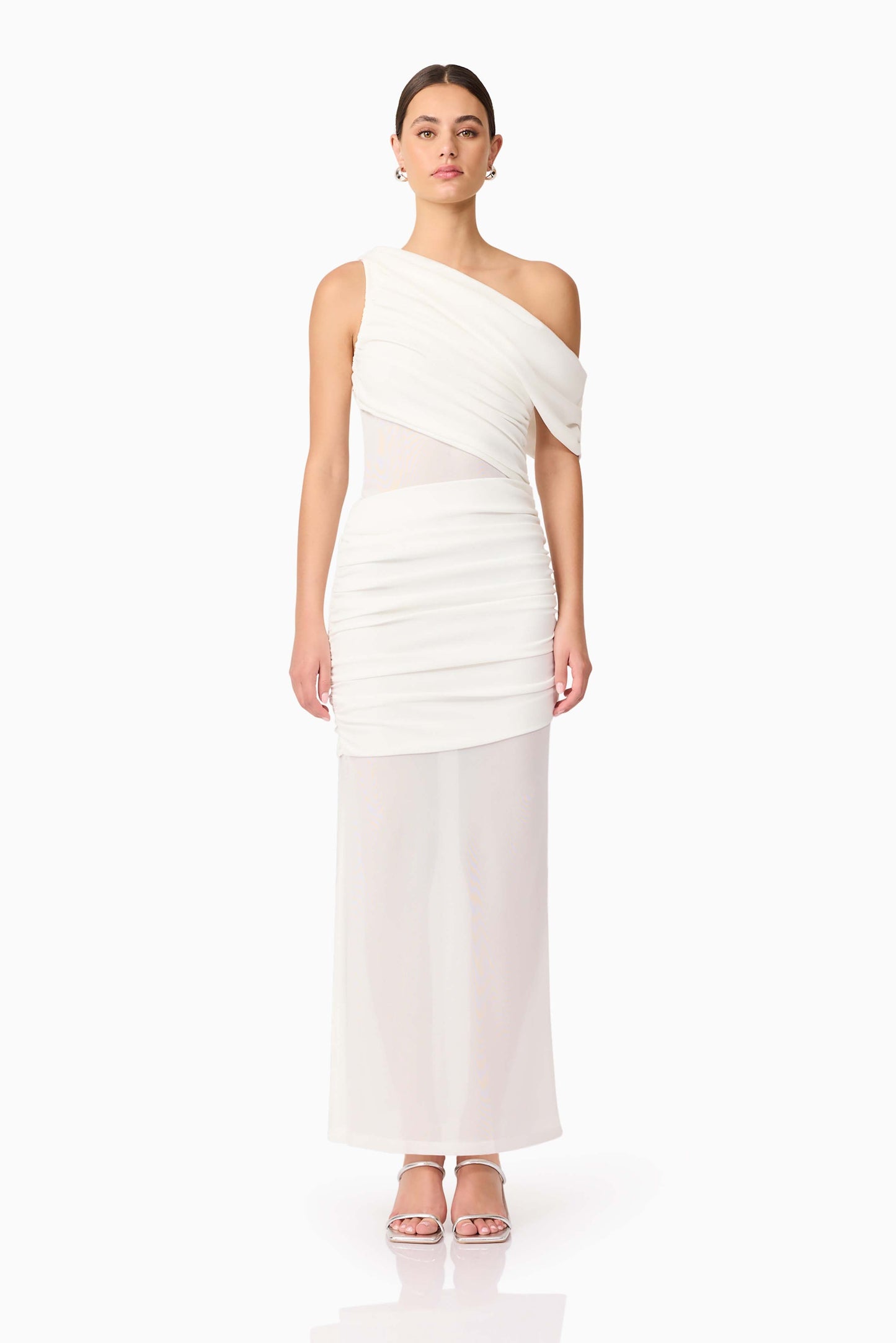 Darya Asymmetrical Gown in White