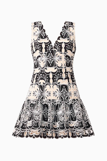 Jolie Floral Mini Dress in Black